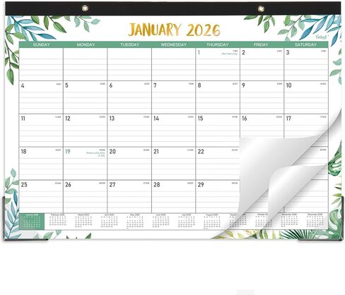 2026 Desk Calendar, 12 Months Calendar from January to December, 17" x 12", Desk Calendars 2026 Large Ruled Blocks for Planning in Saudi Arabia