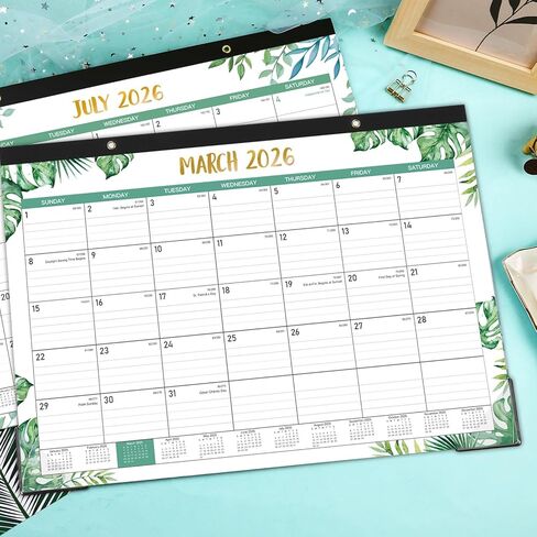 2026 Desk Calendar, 12 Months Calendar from January to December, 17" x 12", Desk Calendars 2026 Large Ruled Blocks for Planning in Saudi Arabia