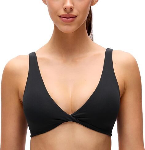 CRZ YOGA Butterluxe Twist Deep V Neck Sports Bras for Women - Padded U Back Wide Straps Yoga Crop Top in Saudi Arabia