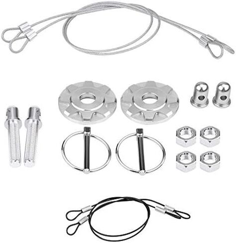 Car Hood Pin Universal CNC Aluminum Alloy Car Racing Hood Pin Lock Appearance Kit Silver Hood Lock in Saudi Arabia