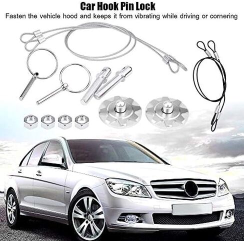 Car Hood Pin Universal CNC Aluminum Alloy Car Racing Hood Pin Lock Appearance Kit Silver Hood Lock in Saudi Arabia