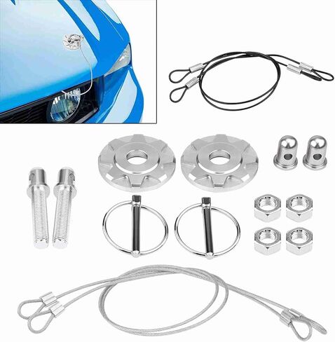 Car Hood Pin Universal CNC Aluminum Alloy Car Racing Hood Pin Lock Appearance Kit Silver Hood Lock in Saudi Arabia