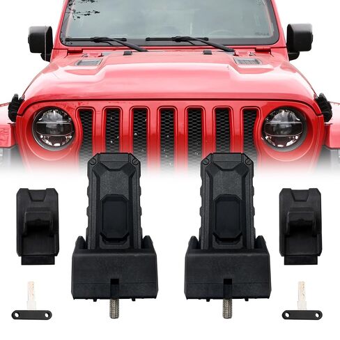 Hood Latch Lock Catch for 2026 2025 2024 2023 2022 2021 2020 2019 2018 Jeep Wrangler JL 4XE Gladiator JT 2Door 4Door Exterior Accessories, Eliminate Hood Flutter, Black Blade Model, 2Pcs in Saudi Arabia