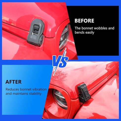 Hood Latch Lock Catch for 2026 2025 2024 2023 2022 2021 2020 2019 2018 Jeep Wrangler JL 4XE Gladiator JT 2Door 4Door Exterior Accessories, Eliminate Hood Flutter, Black Blade Model, 2Pcs in Saudi Arabia