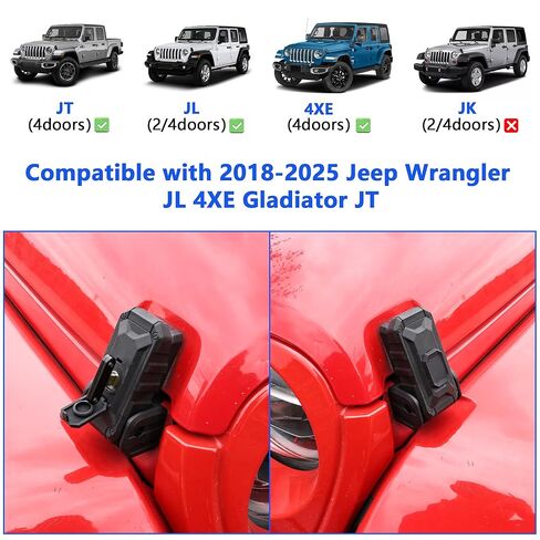 Hood Latch Lock Catch for 2026 2025 2024 2023 2022 2021 2020 2019 2018 Jeep Wrangler JL 4XE Gladiator JT 2Door 4Door Exterior Accessories, Eliminate Hood Flutter, Black Blade Model, 2Pcs in Saudi Arabia