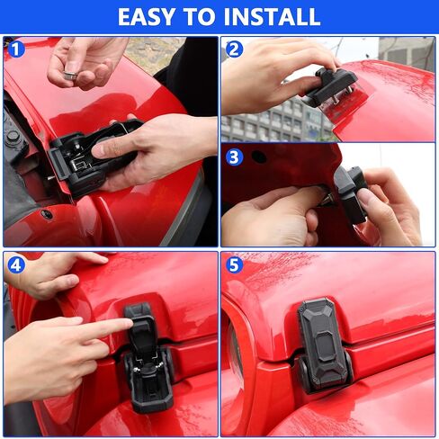 Hood Latch Lock Catch for 2026 2025 2024 2023 2022 2021 2020 2019 2018 Jeep Wrangler JL 4XE Gladiator JT 2Door 4Door Exterior Accessories, Eliminate Hood Flutter, Black Blade Model, 2Pcs in Saudi Arabia