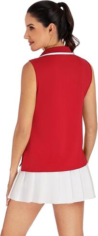 ZANZEA Womens Golf Shirt Sleeveless V Neck Tennis Polo Shirts with Collar Lightweight Quick Dry Athletic Tops for Women in Saudi Arabia