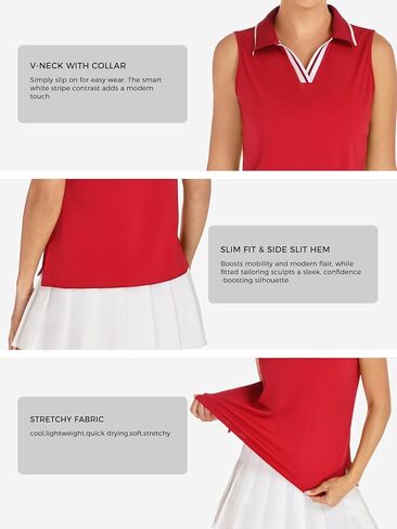 ZANZEA Womens Golf Shirt Sleeveless V Neck Tennis Polo Shirts with Collar Lightweight Quick Dry Athletic Tops for Women in Saudi Arabia