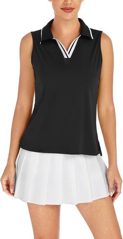 ZANZEA Womens Golf Shirt Sleeveless V Neck Tennis Polo Shirts with Collar Lightweight Quick Dry Athletic Tops for Women in Saudi Arabia