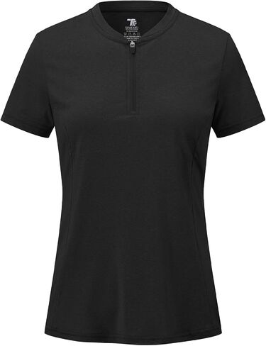 BGOWATU Women's Short Sleeve Golf Tennis Polo Shirts 1/4 Zip Collarless Casual Work Tops Sun Shirt Dry Fit in Saudi Arabia
