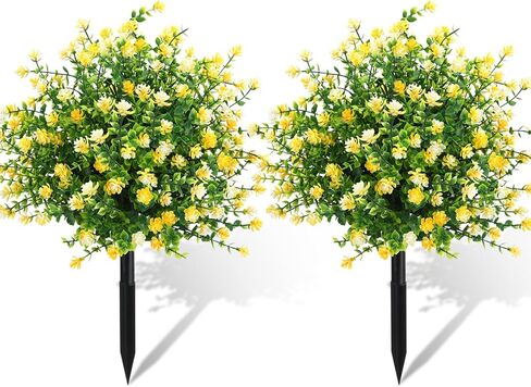 Set of 2 Artificial Camellia Topiary Ball Tree Fake Bushes Shrubs Outdoor Faux Plant with Ground Spike 26 x 18 Inch Flowers UV Resistance Greenery for Front Porch Garden Patio Indoor in Kuwait