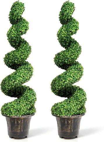 SAFEPLUS 4 Ft Artificial Boxwood Spiral Topiary Tree, Fake Greenery Plants for Indoor or Outdoor in Saudi Arabia