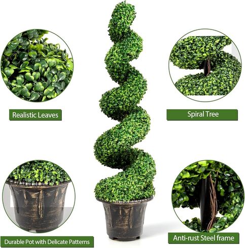 SAFEPLUS 4 Ft Artificial Boxwood Spiral Topiary Tree, Fake Greenery Plants for Indoor or Outdoor in Saudi Arabia