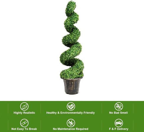 SAFEPLUS 4 Ft Artificial Boxwood Spiral Topiary Tree, Fake Greenery Plants for Indoor or Outdoor in Saudi Arabia