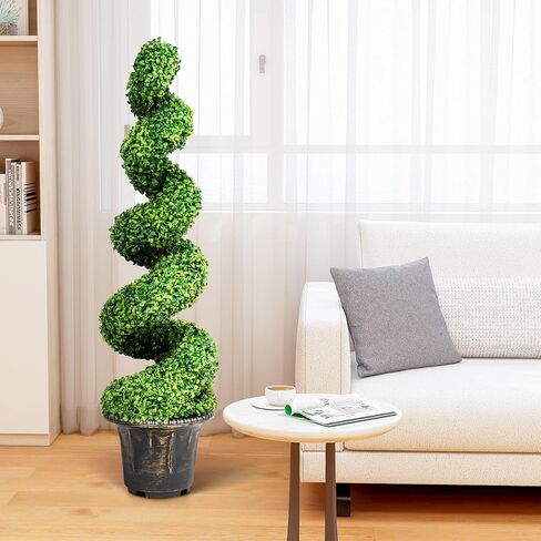 SAFEPLUS 4 Ft Artificial Boxwood Spiral Topiary Tree, Fake Greenery Plants for Indoor or Outdoor in Saudi Arabia