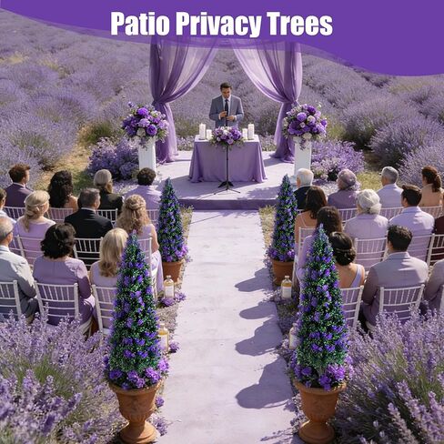 مجموعة أشجار توبياري لافندر صناعية بطول 3.3 قدم مكونة من قطعتين مع شجيرات نباتات وهمية مقاومة للأشعة فوق البنفسجية، وشجيرات صناعية طويلة للمزارع الداخلي في الهواء الطلق، ديكور خارجي للشرفة الأمامية دائمة الخضرة in Kuwait