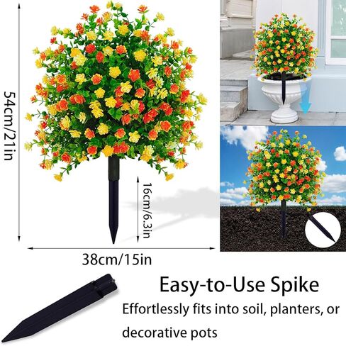 2 Pack Artificial Boxwood Outdoor Topiary Balls, Fake Shrubs with Ground Spikes, Easy to Install, Suitable for Home Indoor and Outdoor Yard Patio Front Door srping Decoration in Saudi Arabia