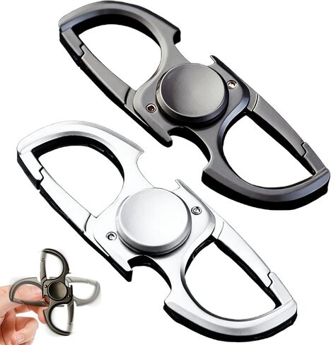 سلسلة مفاتيح فيدجيت سبينر مع فتاحة زجاجات، مشبك حلقة تسلق مضاد للسرقة لأقفال حقيبة الظهر واستبدال سحاب، لعبة تخفيف التوتر للبالغين والمراهقين، حلقة مفاتيح محمولة باللون الفضي والرمادي الفلكي in Kuwait