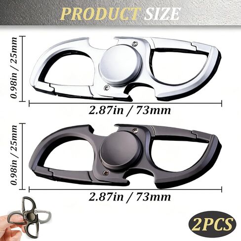 سلسلة مفاتيح فيدجيت سبينر مع فتاحة زجاجات، مشبك حلقة تسلق مضاد للسرقة لأقفال حقيبة الظهر واستبدال سحاب، لعبة تخفيف التوتر للبالغين والمراهقين، حلقة مفاتيح محمولة باللون الفضي والرمادي الفلكي in Kuwait