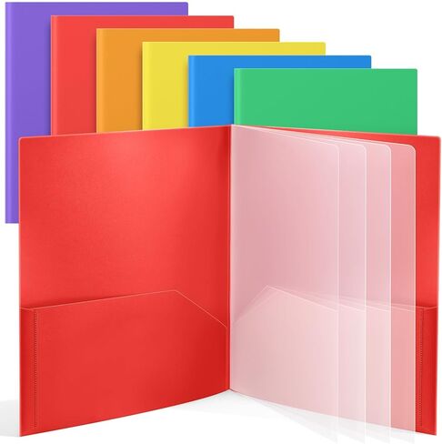 Colarr 6 Pcs 6 Pocket Folders 11x10 Inch, Heavy Duty Plastic Multi Pocket File Folder Letter Size Paper Document Project Organizer for Office Home Business Meeting (Pastel Colors) in Saudi Arabia