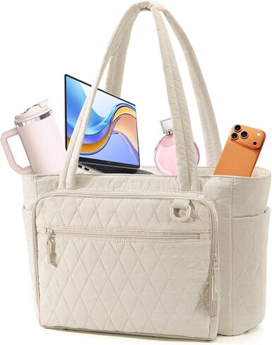 Yarwo Lightweight Teacher Tote Bag for Women, 15.6 inch Laptop Work Bag with Accordion File Pocket & Cup Holder in Saudi Arabia