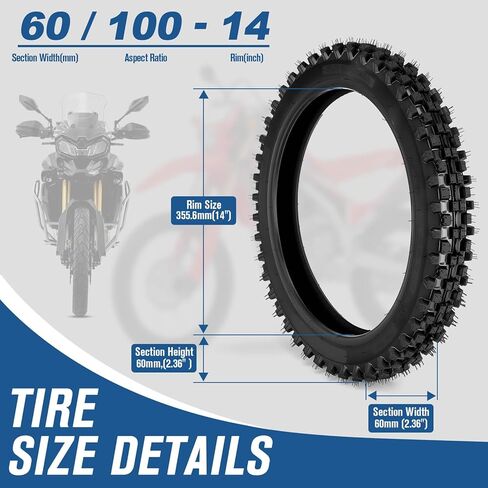60/100-14 2.50-14 Front Tire and Inner Tube Set, 60/100-14 Dirt Bike Tire Tube for CRF110 KLX110 KX65 XR70 SSR125 110cc 125cc CRF70 KX60 KX110 RM65 JR80 PW80 TTR90 TTR110 Pit Dirt Bike Off Road in Saudi Arabia