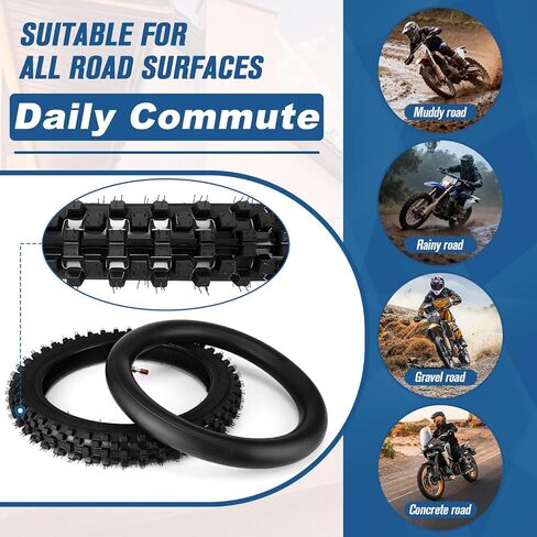 60/100-14 2.50-14 Front Tire and Inner Tube Set, 60/100-14 Dirt Bike Tire Tube for CRF110 KLX110 KX65 XR70 SSR125 110cc 125cc CRF70 KX60 KX110 RM65 JR80 PW80 TTR90 TTR110 Pit Dirt Bike Off Road in Saudi Arabia
