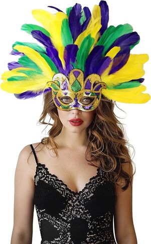 Feather Masquerade Mask Headwear Carnival Headpiece Showgirl Cosplay Accessories for Women in Saudi Arabia