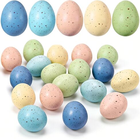 40PCS Easter Speckled Eggs, 2.4In Speckled Easter Eggs Decor, Plastic Faux Foam Filler Chicken Egg for Bowl and Vase Filler or DIY Spring Displays, Indoor Table, Party Favor Filler Basket Vase in Saudi Arabia