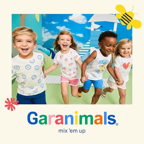 تي شيرتات الشاطئ للأطفال والرضع من Garanimals - تي شيرت بدون أكمام للأطفال - مقاس 6T - أبيض فاتح، أزرق، أصفر، رمادي متوسط، أبيض - 5 قطع in Kuwait