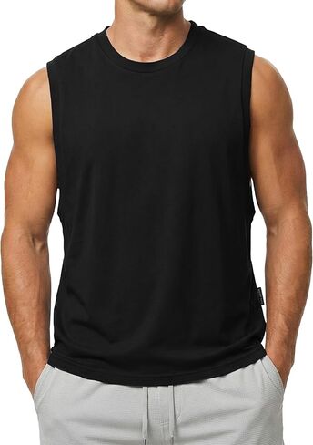 Men's Workout Tank Tops Athletic Sleeveless Muscle Shirts Gym Training Tanks in Saudi Arabia