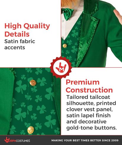 Morph Leprechaun Costume Men St Patricks Day Irish Outfit Adult Saint Patricks Day Leprechaun Attire for Men in Saudi Arabia