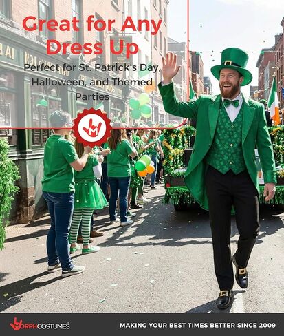 Morph Leprechaun Costume Men St Patricks Day Irish Outfit Adult Saint Patricks Day Leprechaun Attire for Men in Saudi Arabia
