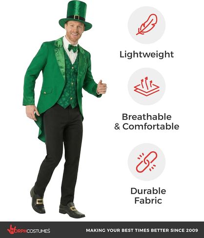 Morph Leprechaun Costume Men St Patricks Day Irish Outfit Adult Saint Patricks Day Leprechaun Attire for Men in Saudi Arabia