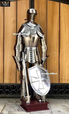 Knight Armour Halloween Costume Fully Wearable Full Suit Of Armor With Base Rustic Vintage Home Décor Gifts in Saudi Arabia