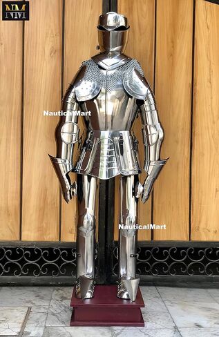 Knight Armour Halloween Costume Fully Wearable Full Suit Of Armor With Base Rustic Vintage Home Décor Gifts in Saudi Arabia