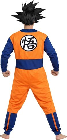 بدلة بيجامة NeonPunk Dragon Ball Z Goku للكبار، ملابس/زي أنمي ناعم الكل في واحد، تصميم أزرق وبرتقالي in Kuwait