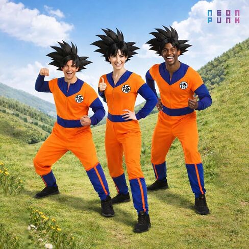 بدلة بيجامة NeonPunk Dragon Ball Z Goku للكبار، ملابس/زي أنمي ناعم الكل في واحد، تصميم أزرق وبرتقالي in Kuwait