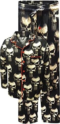 Mad Engine Mens The Punisher Modern Flannel Traditional Pajama in Saudi Arabia