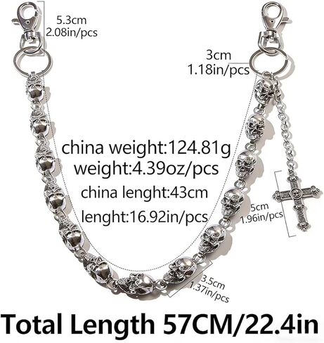 Heavy Duty Pocket Chains for Men Women, Biker Punk Goth Pants Wallet Chain, Metal Jeans Keychain in Saudi Arabia