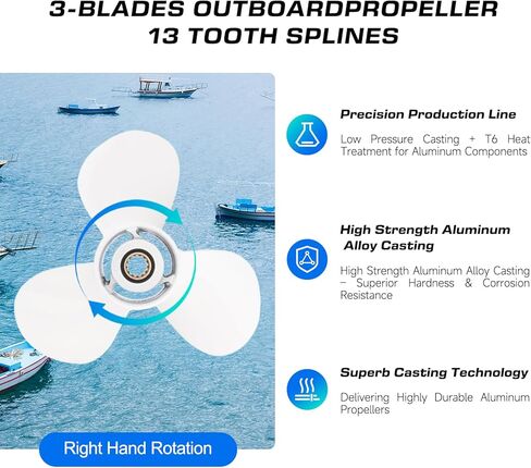 OEM Upgrade 4 Blades 10 3/8x13 Aluminum Boat Outboard Propeller fit Yamaha Engines 25-60HP 13 Spline Tooth RH in Kuwait
