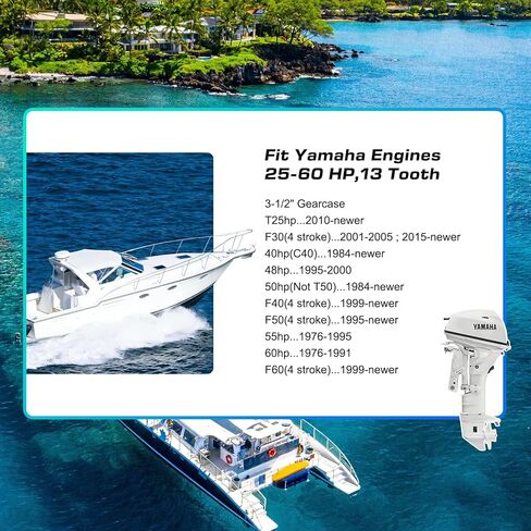 OEM Upgrade 4 Blades 10 3/8x13 Aluminum Boat Outboard Propeller fit Yamaha Engines 25-60HP 13 Spline Tooth RH in Kuwait