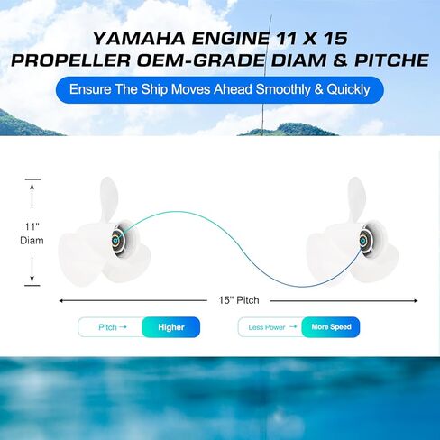 OEM Upgrade 4 Blades 10 3/8x13 Aluminum Boat Outboard Propeller fit Yamaha Engines 25-60HP 13 Spline Tooth RH in Kuwait