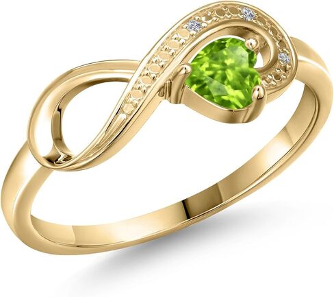 Gem Stone King خاتم إنفينيتي من الذهب الأصفر عيار 10 قيراط 4 مم من الأحجار الكريمة على شكل قلب وأحجار الماس الأبيض | خاتم ذهبي على شكل قلب لحفلات الزفاف والخطوبة والذكرى السنوية للنساء in Saudi Arabia