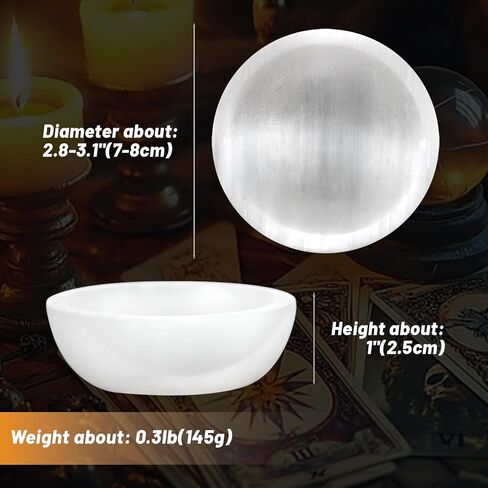 وعاء كريستال سيلينيت مقاس 2.8 بوصة - 3.2 بوصة - وعاء شحن سيلينيت لتنظيف الطاقة والشحن والتأمل وديكور المنزل وشفاء الكريستال والبلورات وأحجار الشفاء in Kuwait