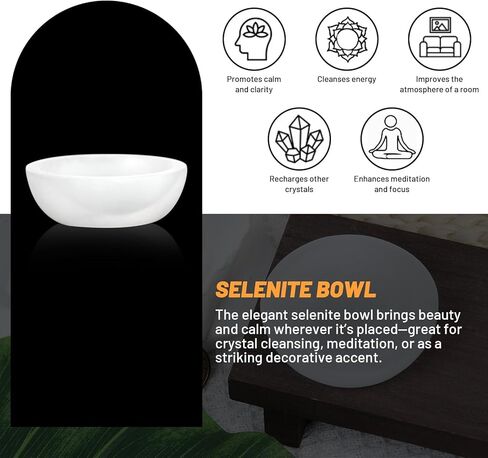 وعاء كريستال سيلينيت مقاس 2.8 بوصة - 3.2 بوصة - وعاء شحن سيلينيت لتنظيف الطاقة والشحن والتأمل وديكور المنزل وشفاء الكريستال والبلورات وأحجار الشفاء in Kuwait