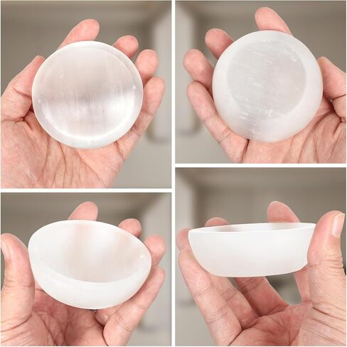 وعاء كريستال سيلينيت مقاس 2.8 بوصة - 3.2 بوصة - وعاء شحن سيلينيت لتنظيف الطاقة والشحن والتأمل وديكور المنزل وشفاء الكريستال والبلورات وأحجار الشفاء in Kuwait