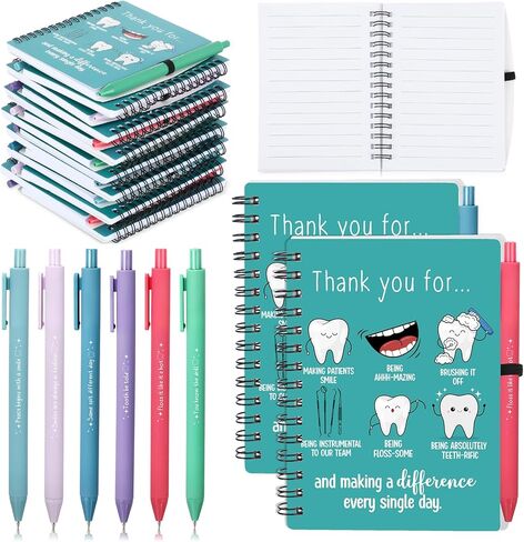 Epakh 24 Set Dental Assistant Dentist Appreciation Gifts Bulk A6 Spiral Journals with Ballpoint Pens Thank You for Dental Hygienist Tooth Oral Health Notebook Supplies Graduation(Multicolor) in Saudi Arabia
