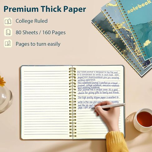 Marble A5 Spiral Notebook, 4 Pack 5.7x8.3" Hardcover Spiral Journals 160 Lined Pages Notebooks for Work, Cute Notebooks A5 Journal for Women,Journals for Study and Notes in Saudi Arabia