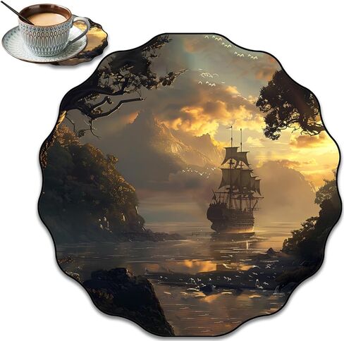 Stylish Mousepad, Lace-Shaped Mand Coaster Combination, Portable Non-Slip Rubber Base Comfort Mousepad for Laptop, Office, Home and Gaming, Huge Dragon in Saudi Arabia